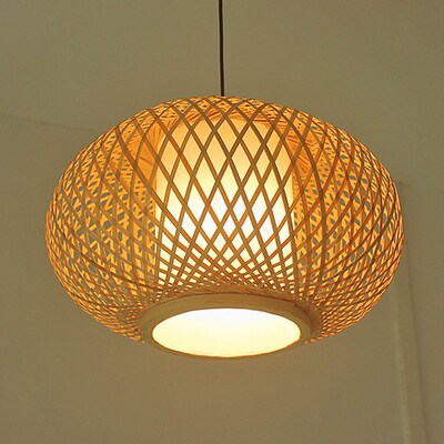 Hand knitted Bamboo Pendant Light,Japan style E27 for restau