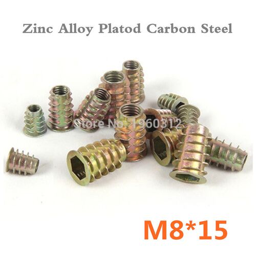 100pcs/lot M8*15  Furniture Hex  drive  Head Nut  Threaded F