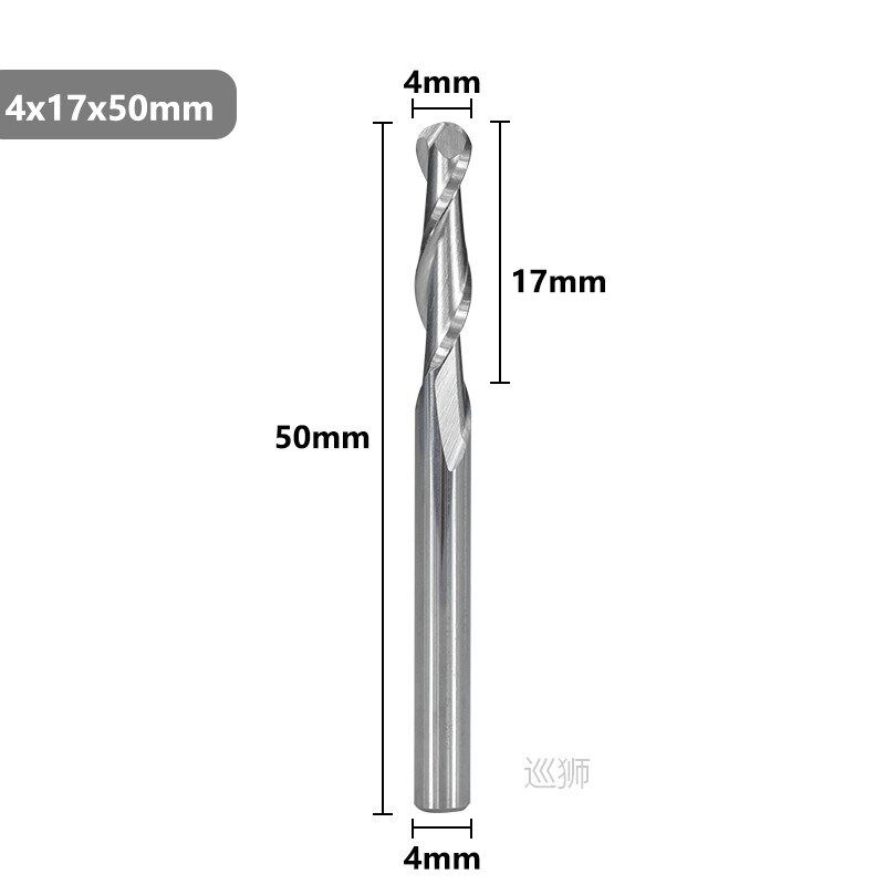 2 Flute Ball Nose End Mill 4/6mm Shank CNC Router Bit Carbid
