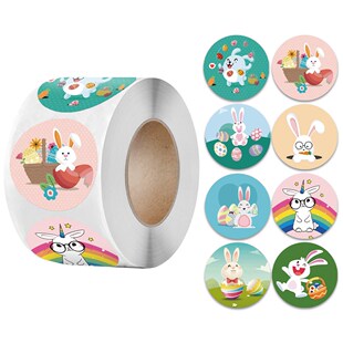 50-500pcs Happy Easter Self Adhesive Paper Sticker Cake Baki