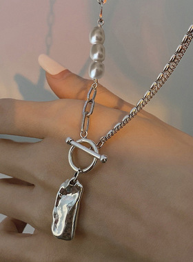 日本Portney Bell潮酷拼接珍珠项链女ins嘻哈项链轻奢项链女小众