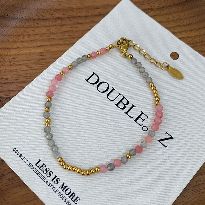 日本portney bell红纹石手链小众简约设计感手串极细豆沙粉色