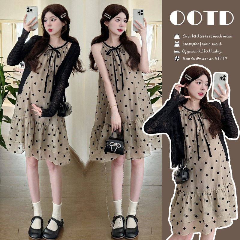 法国cherry kitty孕妇装春装减龄法式波点连衣裙春夏季两件套孕