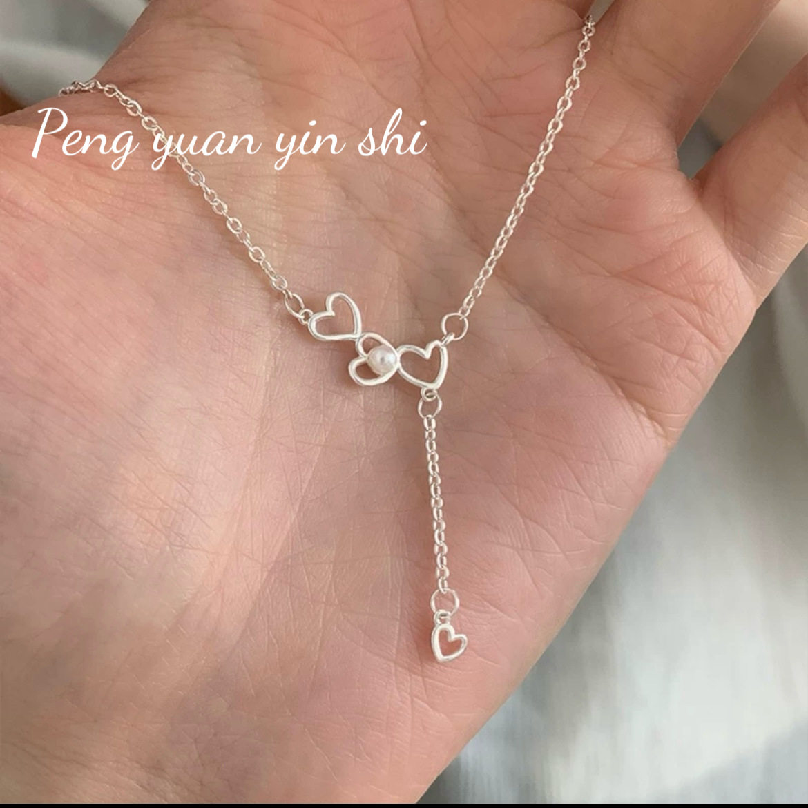 英国设计师cherry kittys925银心连心流苏珍珠项链女ins甜美设计