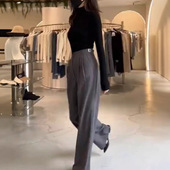 修身 色长袖 打底衫 高腰直筒西裤 日本portney 女时尚 bell新款