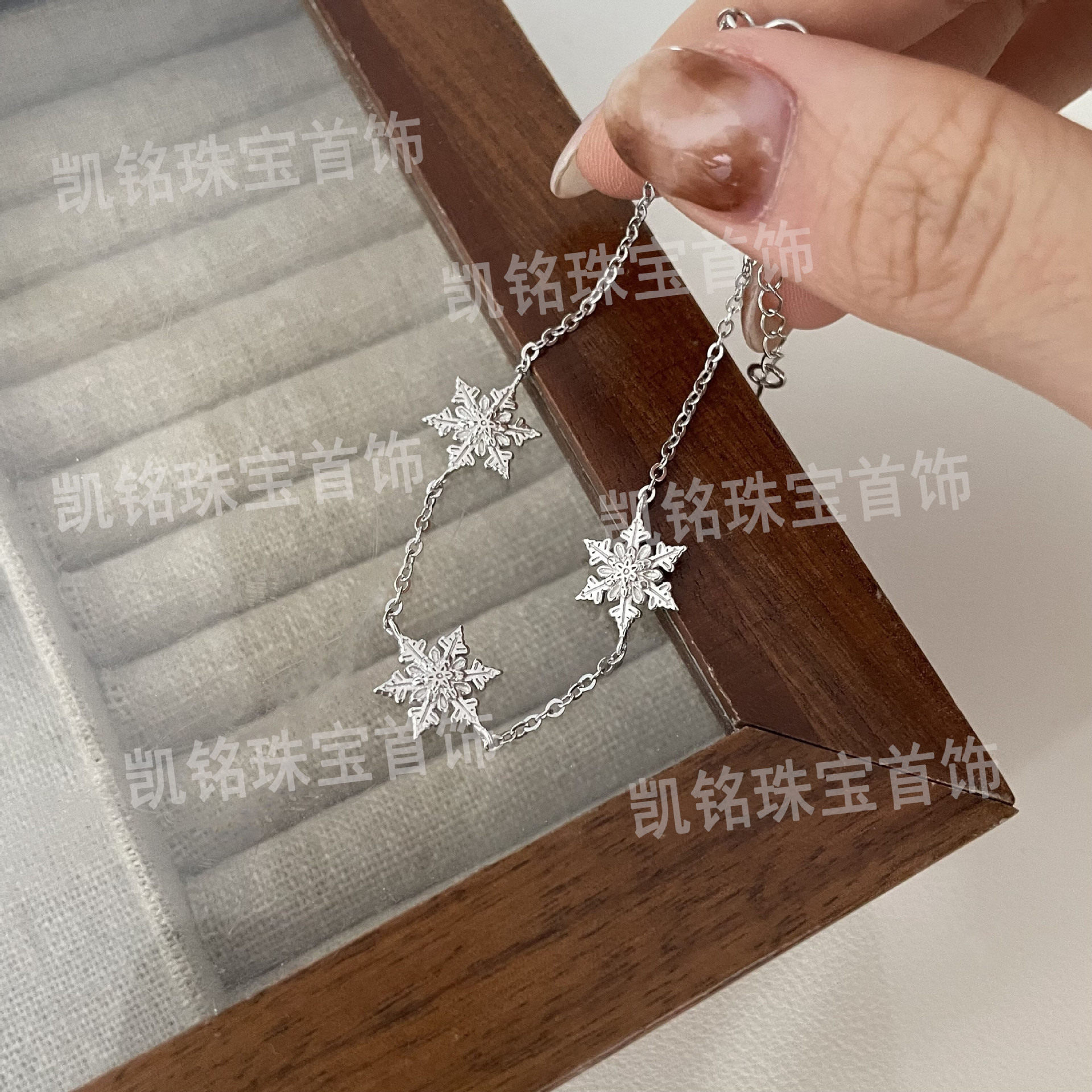 英国设计师cherry kittys925银手链风雪花小众手饰简约高级感混批