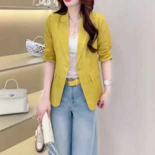 bell夏季 薄款 日本portney 新款 休闲西服上衣 小西装 外套五分袖