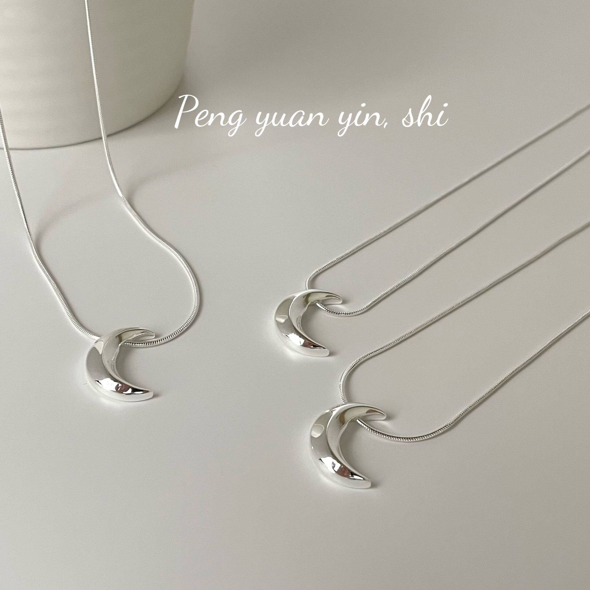 英国设计师cherry kittys925银月亮吊坠项链女生清冷感小众ins风