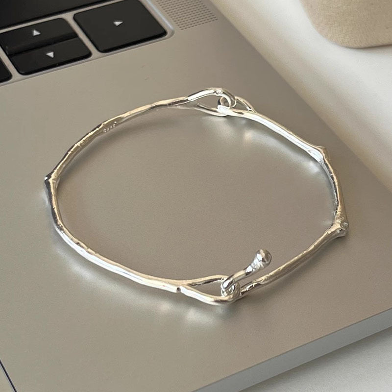 日本portney bells925银不规则树枝手镯女ins博主小众简约光面