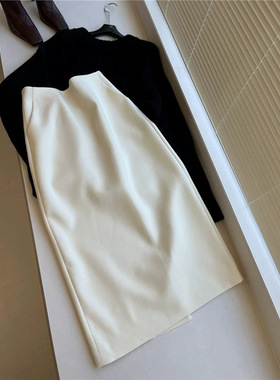 日本portney bell  bai搭 挺括高ji 小a版版显瘦白色羊毛后开叉