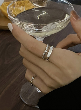 英国设计师cherry kittys925银爱心双层戒指女ins小众设计轻奢素
