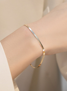 日本portney bells925银扁蛇骨手链女 极简冷淡风ins高级感气质