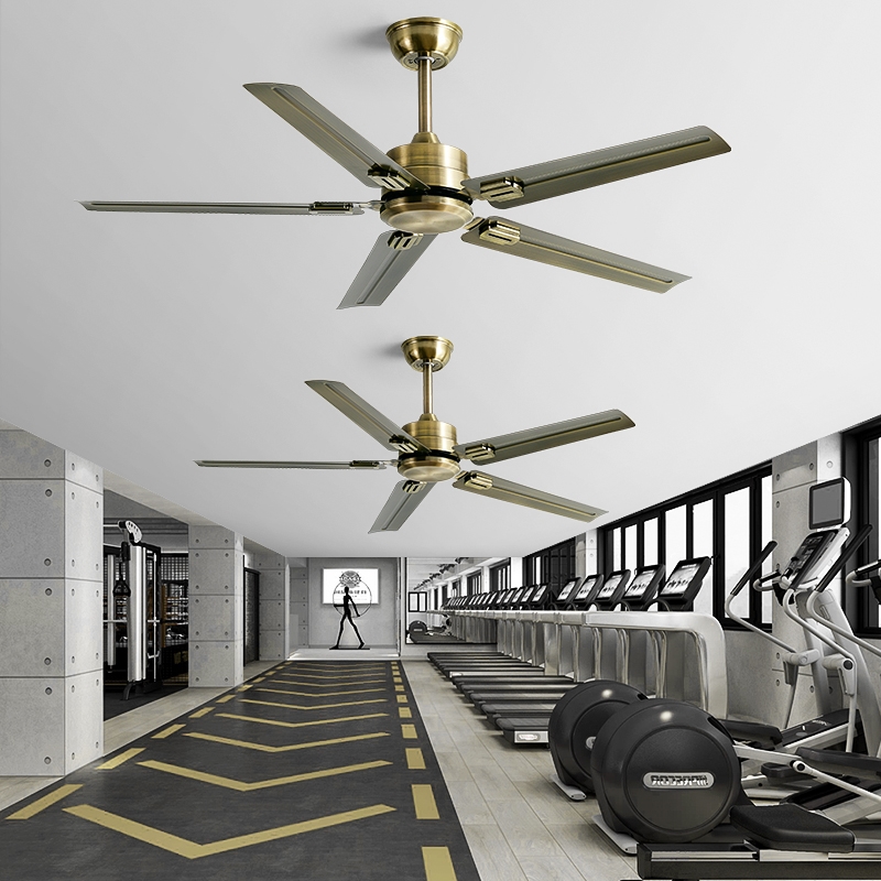 复古不锈钢大风力无灯吊扇家用客