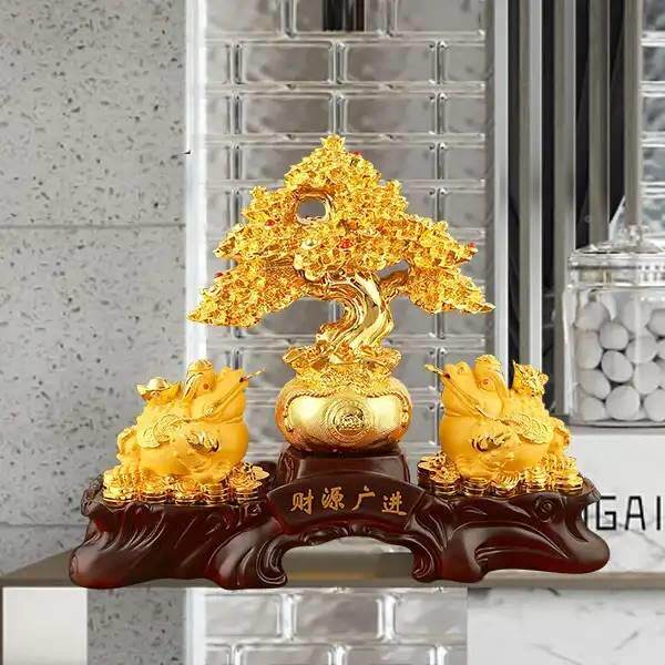 纯工制94161作沙财源广进招财手金蟾摆金件一对聚宝金盆蟾