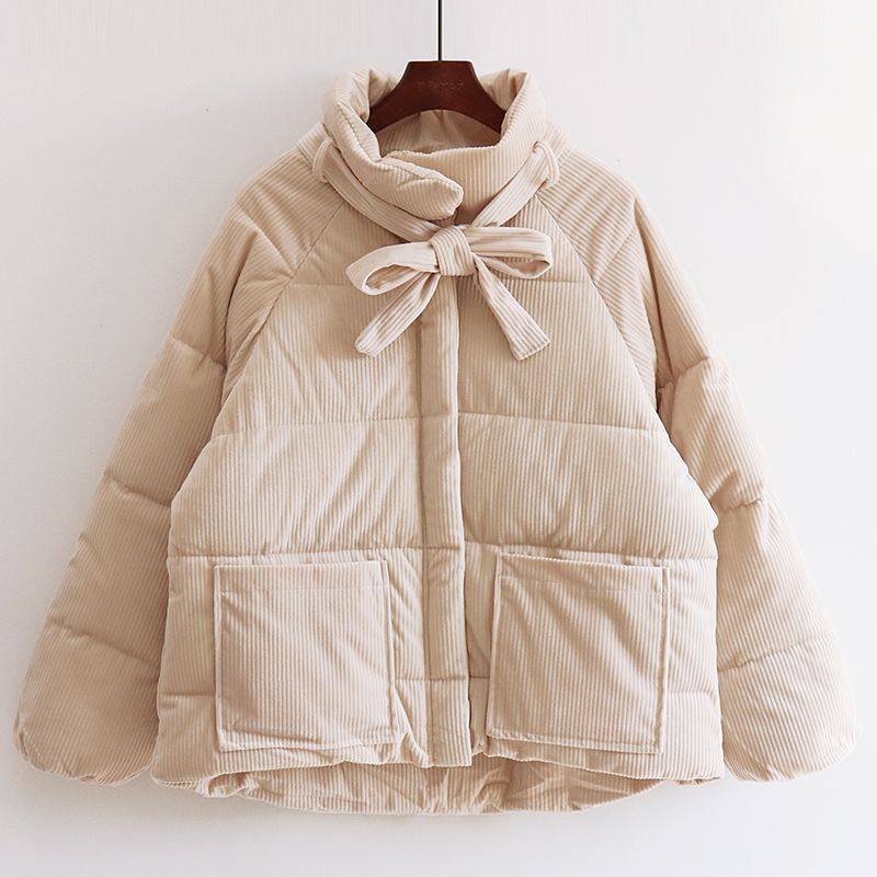 冬季新款灯芯绒棉服女短