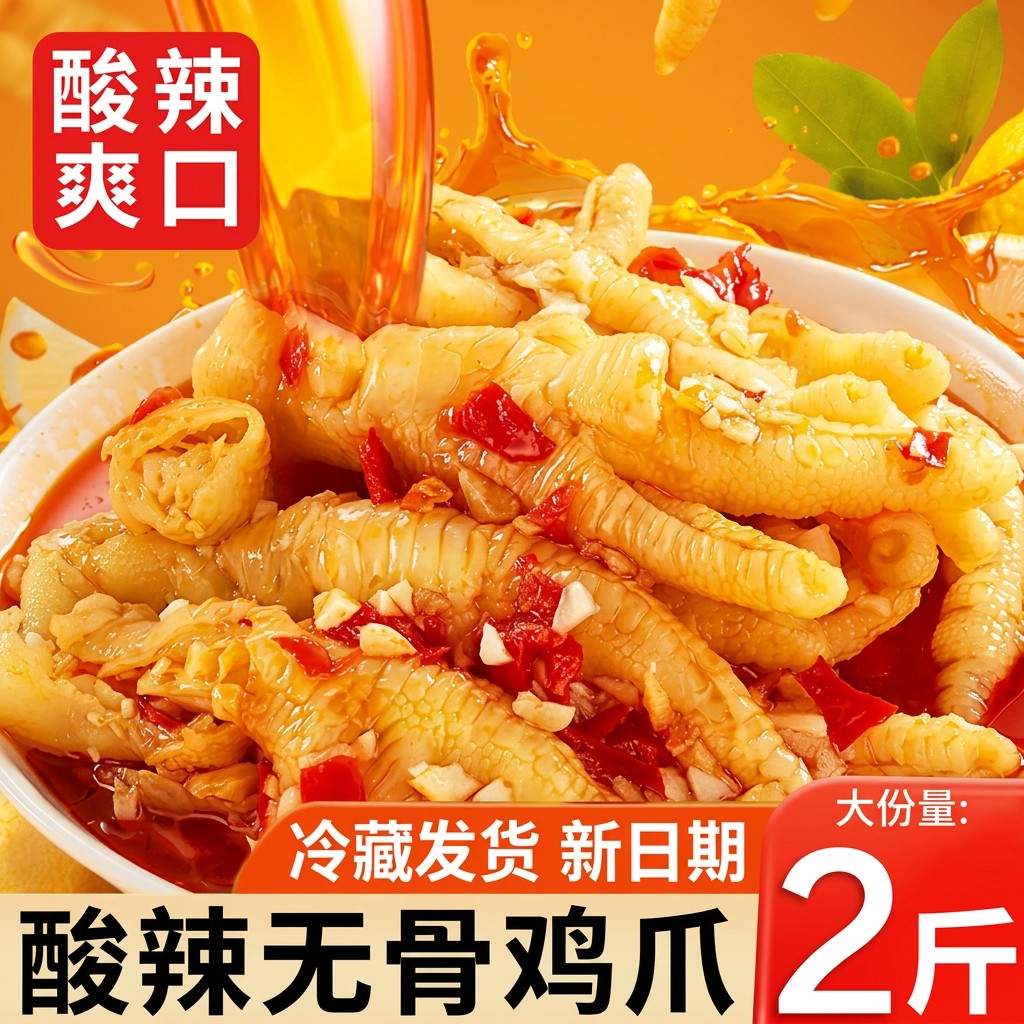 柠檬酸辣无骨凤爪开袋即食休闲解馋便携美味小零食