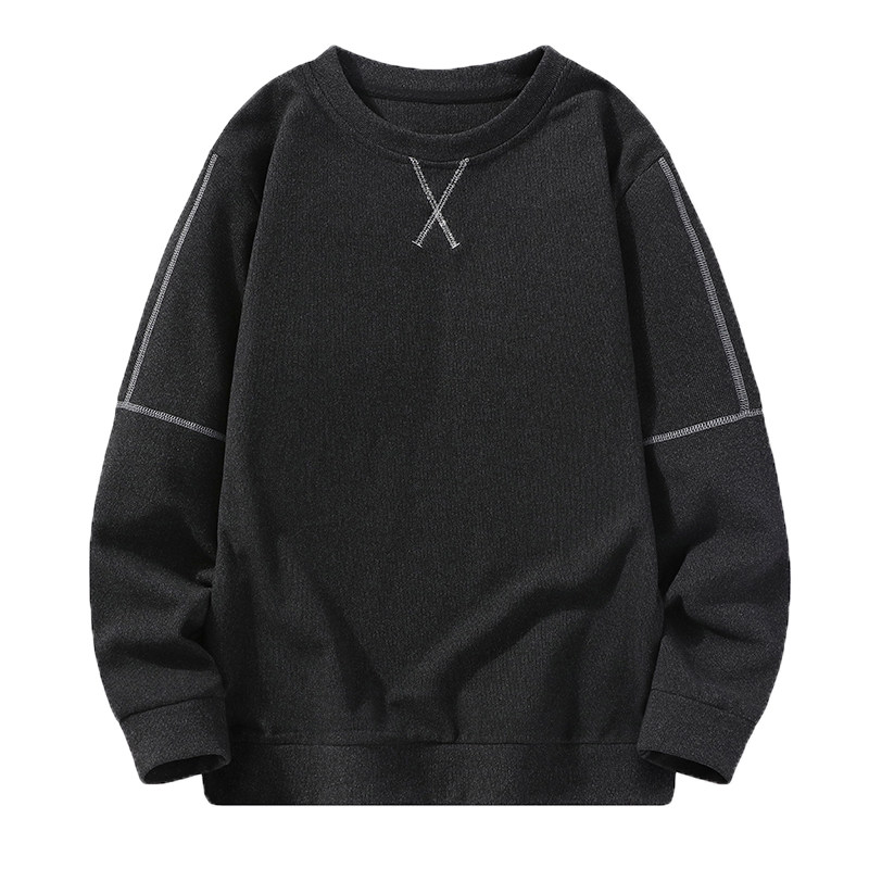 新款秋冬季长袖卫衣男T恤打底衫阳离子德绒圆领套头男士加绒卫衣