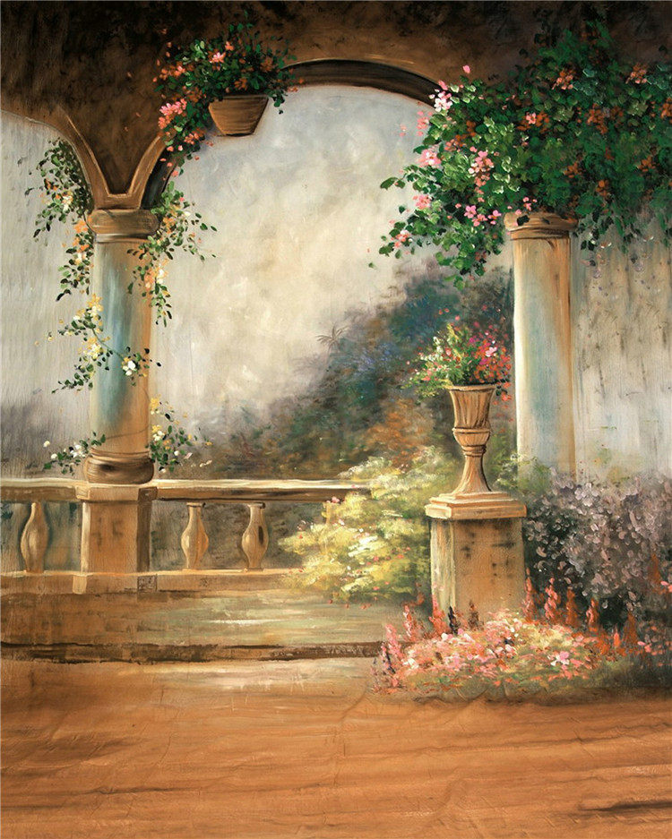 仿手绘油画布背景布摄影影楼拍摄道具复古喷绘背景仿手绘工笔画中国风