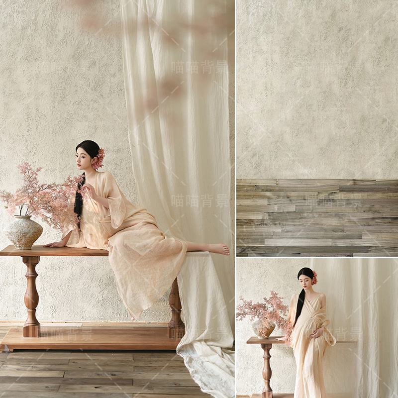 新中式美学白色肌理纹理凹凸背景墙孕妇写真拍照油画摄影背景布影棚室内高级氛围感纯欲风影棚室内MH-2547