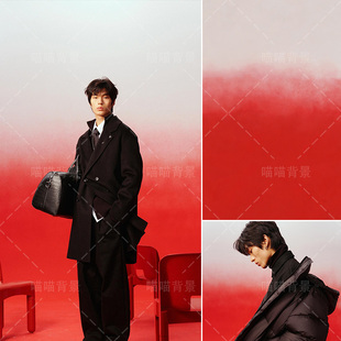 复古红色肌理渐变模特写真拍照背景布纹理大红色油画高级感商拍氛围感新年新款喜庆摄影背景纸全家福MH-3236
