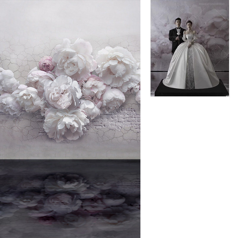 立体梦幻白蔷薇影楼婚纱摄影主题拍摄艺术写真立体花朵花卉人像产品拍摄油画复古帆布无纺布无缝布MH-1022