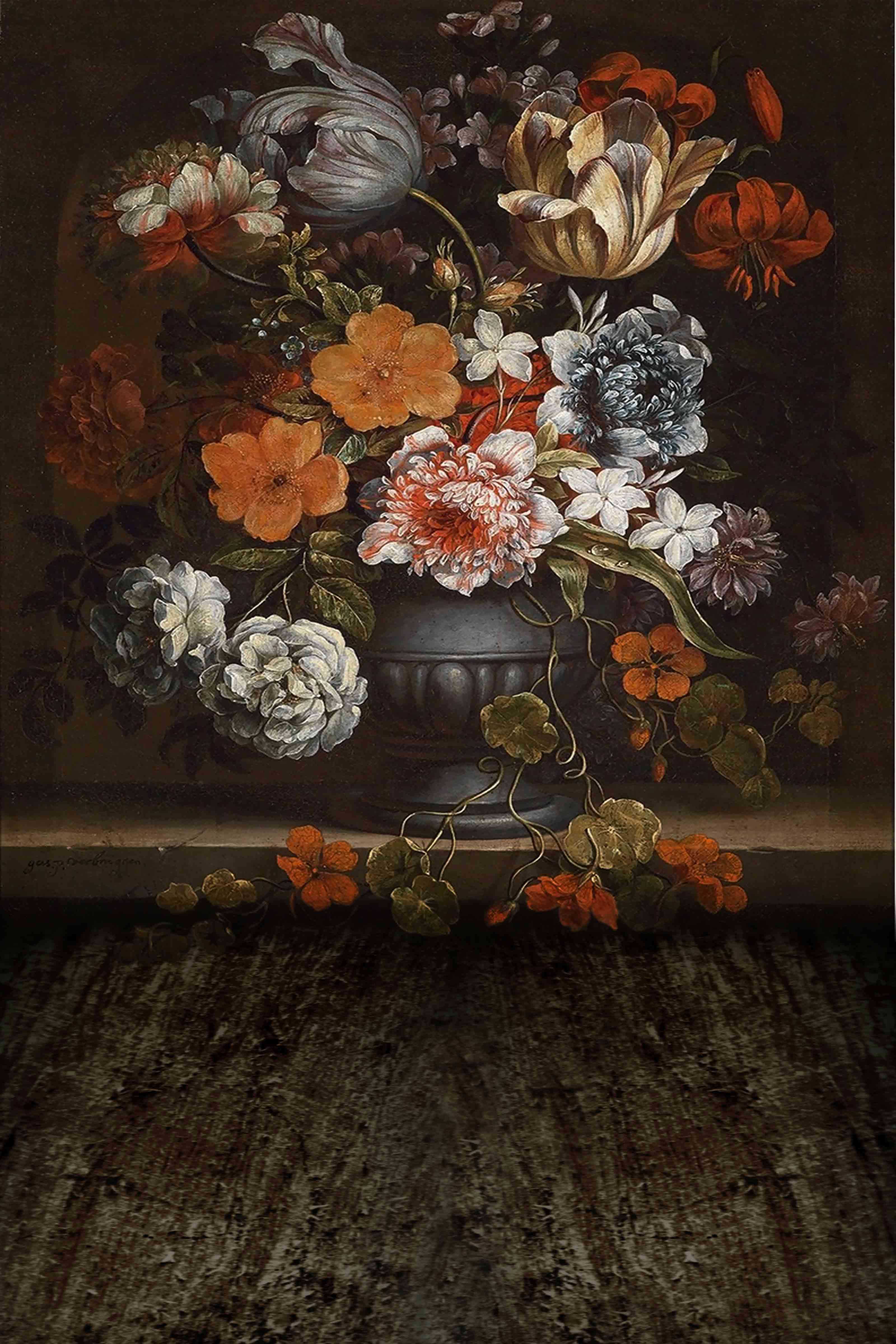 花朵油画背景布摄影影楼拍摄道具复古背景仿手绘百花绽放油画布室内