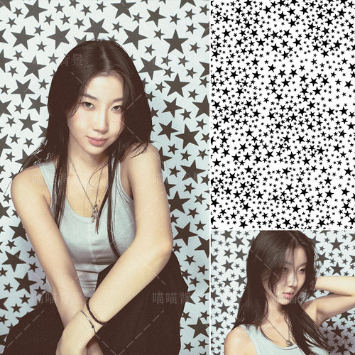 异形三角形少女写真拍照背景布商拍淘宝服饰毕业照喷绘氛围感高级感黑白五角星复古质感影楼商拍直播MH-2698