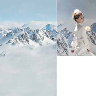 儿童雪山主题摄影背景布冬季影楼婚纱摄影室内写真时尚创意个性雪景冬天滑雪宝宝可爱生日照相馆MH-0971