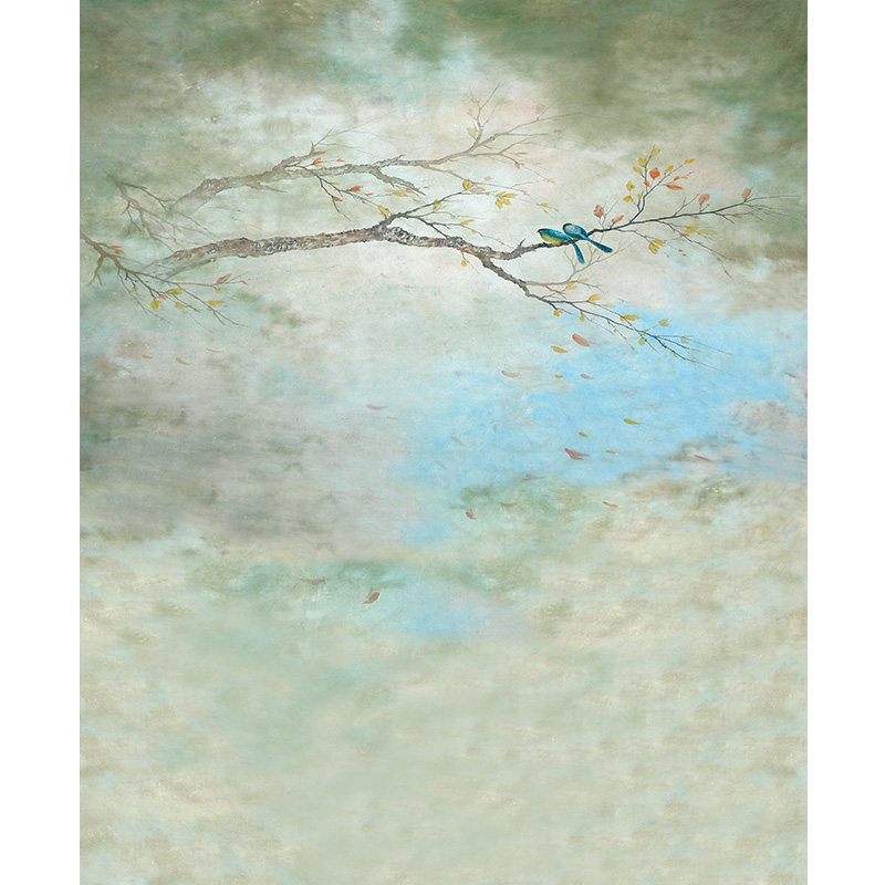 喷绘背景仿手绘工笔画人像中国风室内拍照艺术婚纱影棚写真幕布背景布