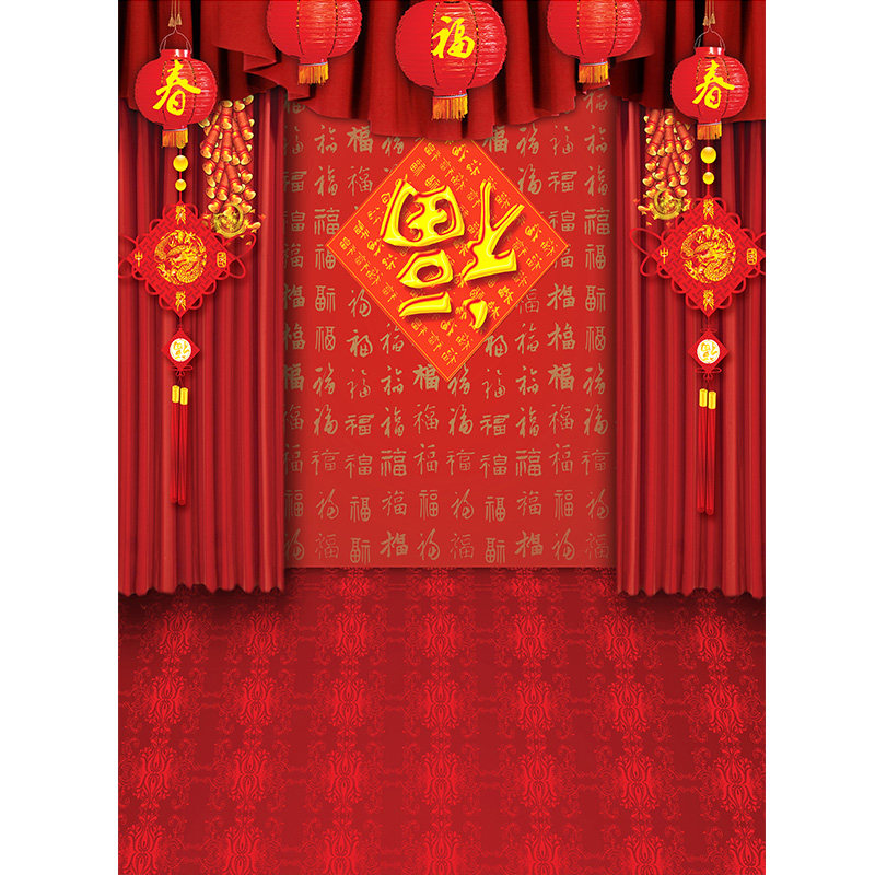 新年全家福摄影油画布背景图片