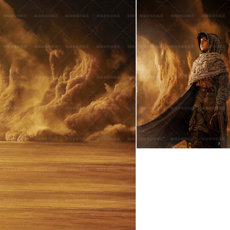 科幻儿童潮童沙丘废土风格男童小孩子照相馆写真黄沙主人公沙漠拍摄影背景纸视觉高级感影棚室内写真MH-1861