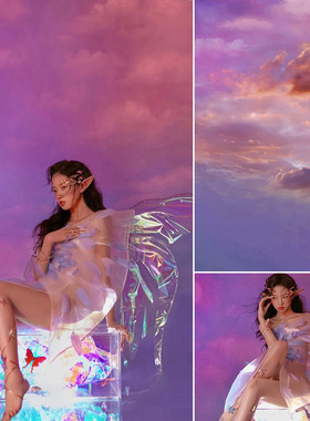 粉色梦幻天空拍照背景晚霞艺术天空写真背景紫色天空摄影MH-0473