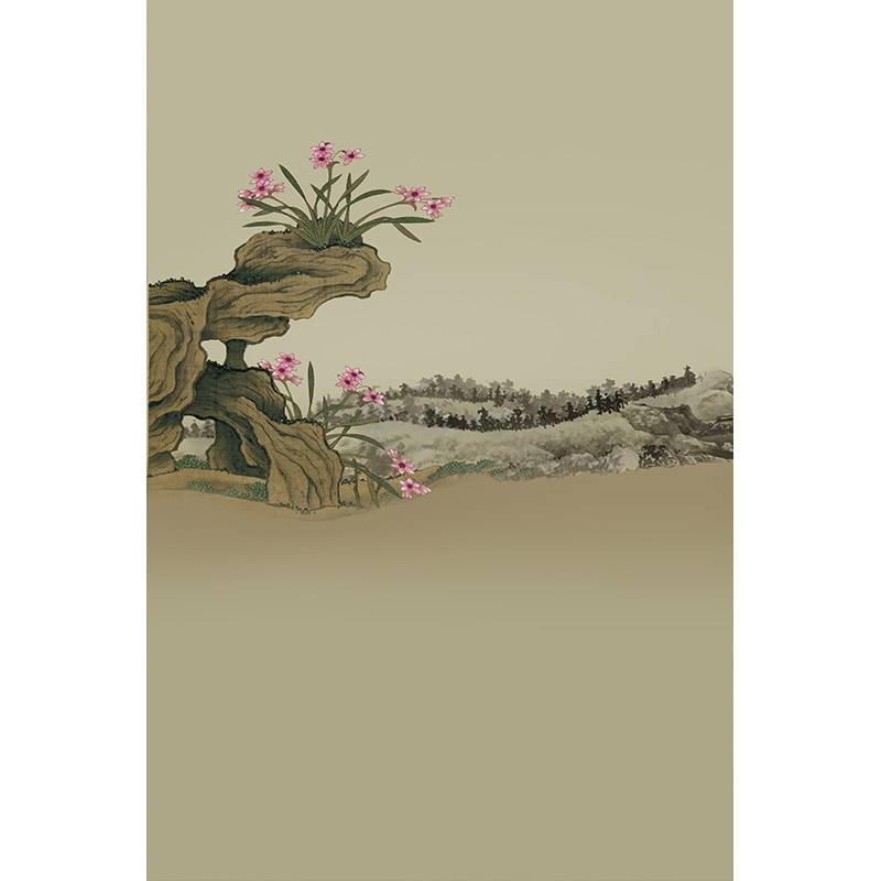 影楼手绘全家福工笔画背景布图片