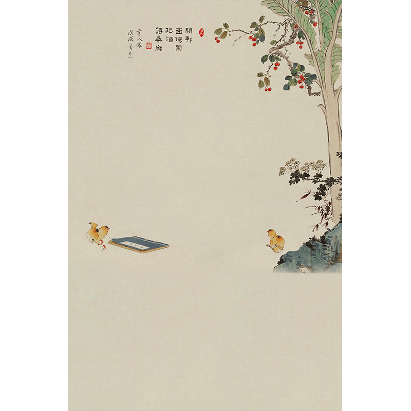 中国风全家福影楼拍摄工笔画背景布油画布背景布摄影拍摄道具复古喷绘背景仿手绘室内拍照艺术婚纱影棚写真图片