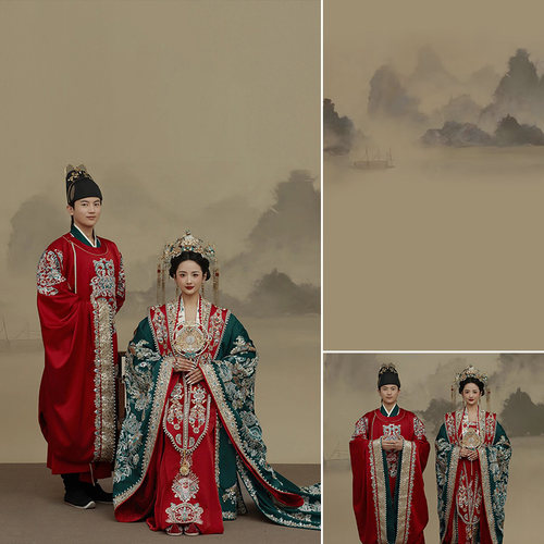 古装秀禾婚纱照岭南微梦汉服主题摄影室内拍摄背景布个性创新艺术写真可定制大尺寸MH-1105