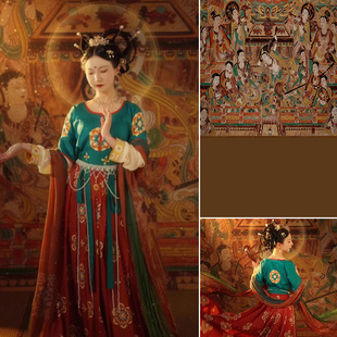 敦煌飞天仙女壁画梦想莫高窟影楼婚纱摄影模特个性艺术写真民族风创意摄影背景布仙气飘飘金碧辉煌MH-0979
