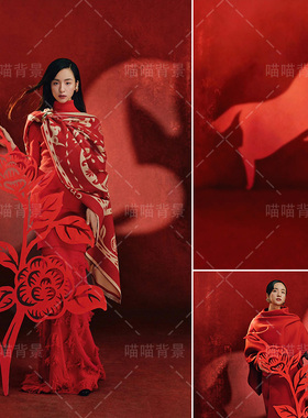 马年喜庆少女写真拍照背景布纸飞花系列人像摄影拍摄道具商业杂志2026年新款红色款中式传统美学室内MH-3270