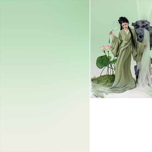 浅色绿色粉渐变商拍淘宝服饰毕业照喷绘油画布肌理摄影写真背景墙布复古风汉服MH-1425MH-1425