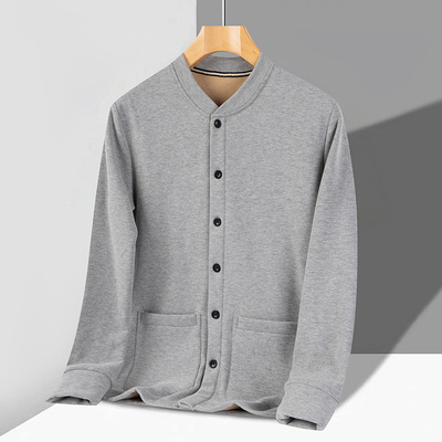 中老年人保暖内衣男加绒开衫爸爸秋衣上衣单件老人爷爷纯棉打底衫