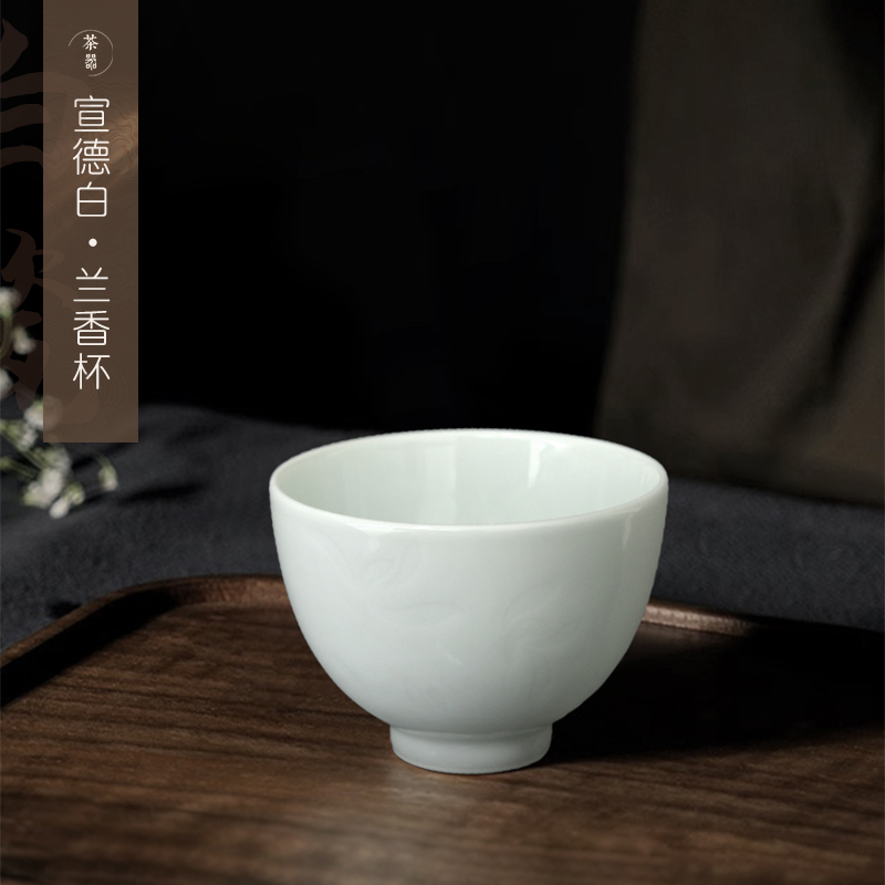 白瓷纯手工品茗杯陶瓷主人杯茶杯