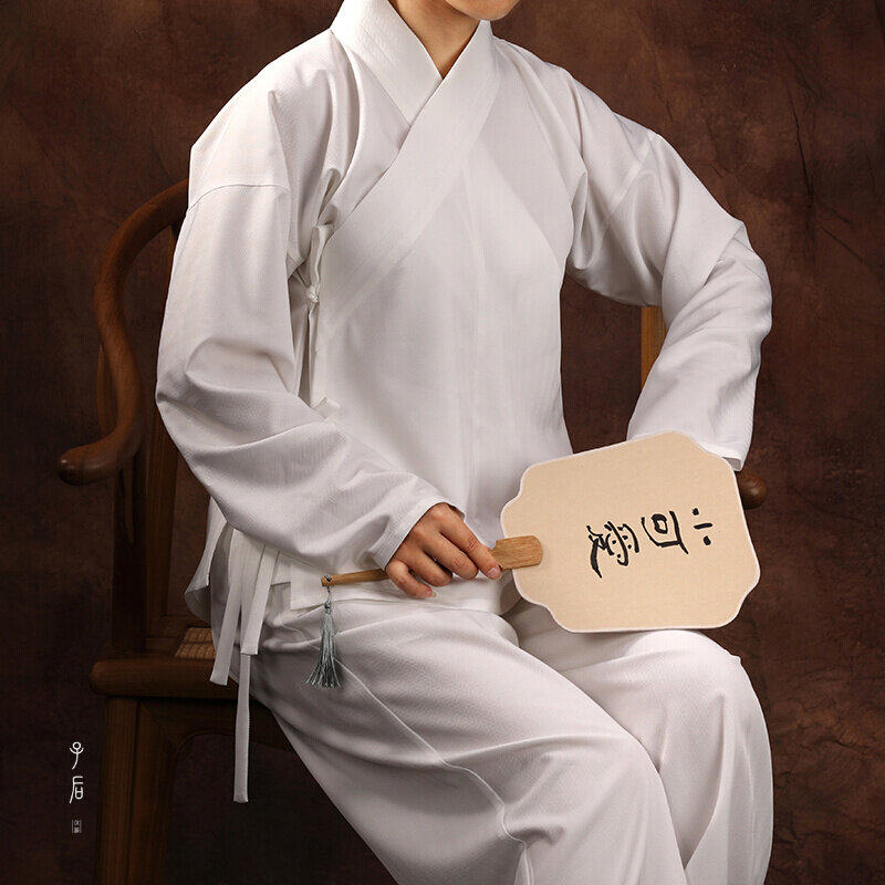 【子后汉服】白色内搭日常贴身纯白中衣中裤整套松紧带口袋春秋款