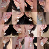 轻奢珍珠耳钉女独特圈圈耳环2024新款 高级感耳圈耳扣气质耳饰 爆款