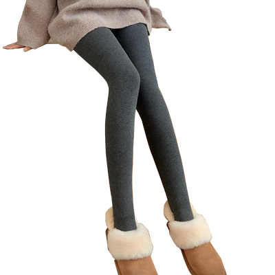 MIU系加厚打底裤袜女秋冬加绒加厚保暖外穿螺纹竖条纹显瘦连裤袜