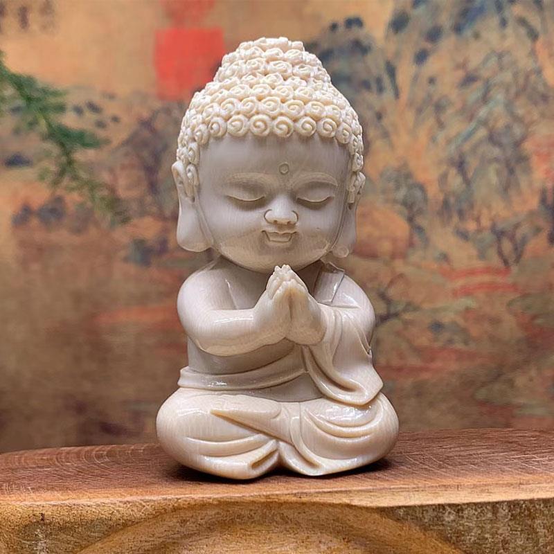 巧匠猛犸牙雕摆件禅意小萌佛手把玩件吊坠高端收藏送礼文玩民族风