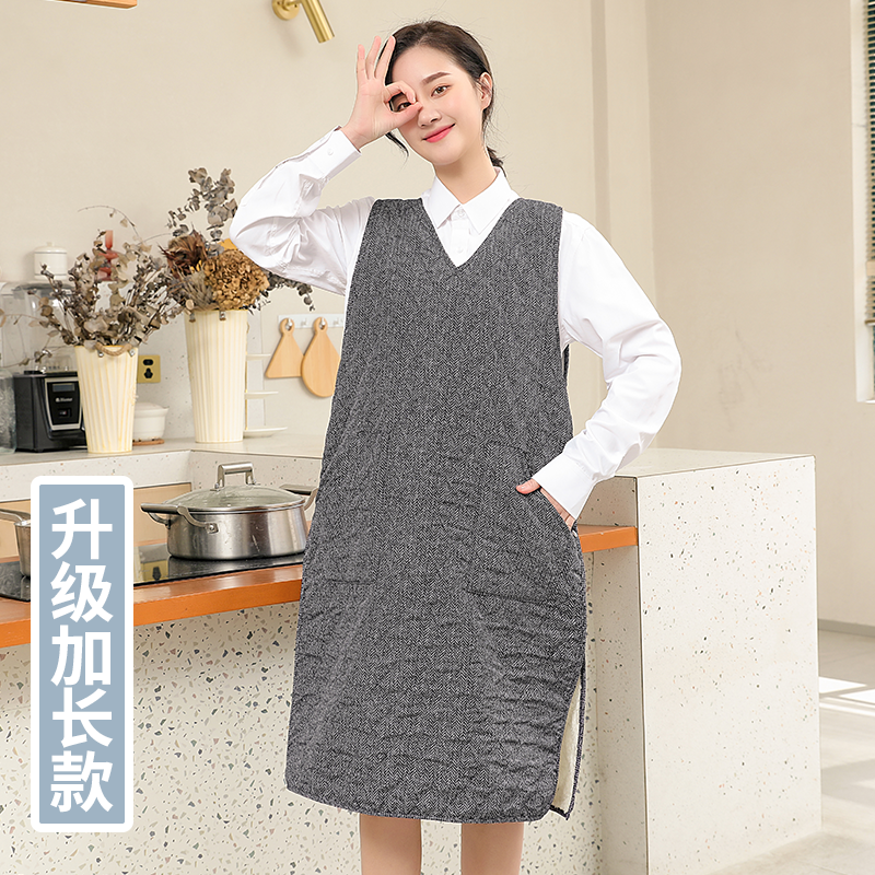 女士加长纯棉无袖围裙加绒加厚时尚防水背心秋冬工作套头厨房罩衣,家庭/个人清洁工具,围裙,淘宝优惠券,粉丝福利购,淘宝优惠卷