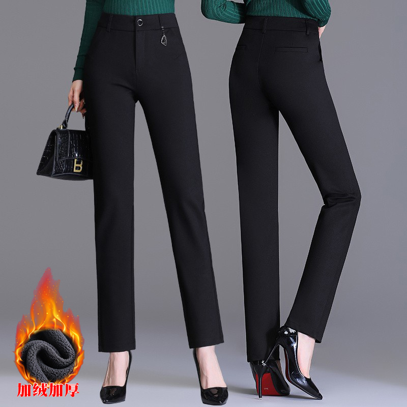 新款美衣千百惠加绒直筒休闲西裤