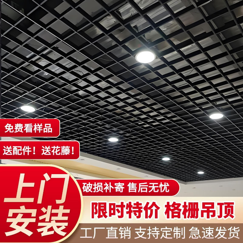格栅吊顶材料自装铁铝网格装饰葡萄架塑料格子安装天花板简易吊顶图片