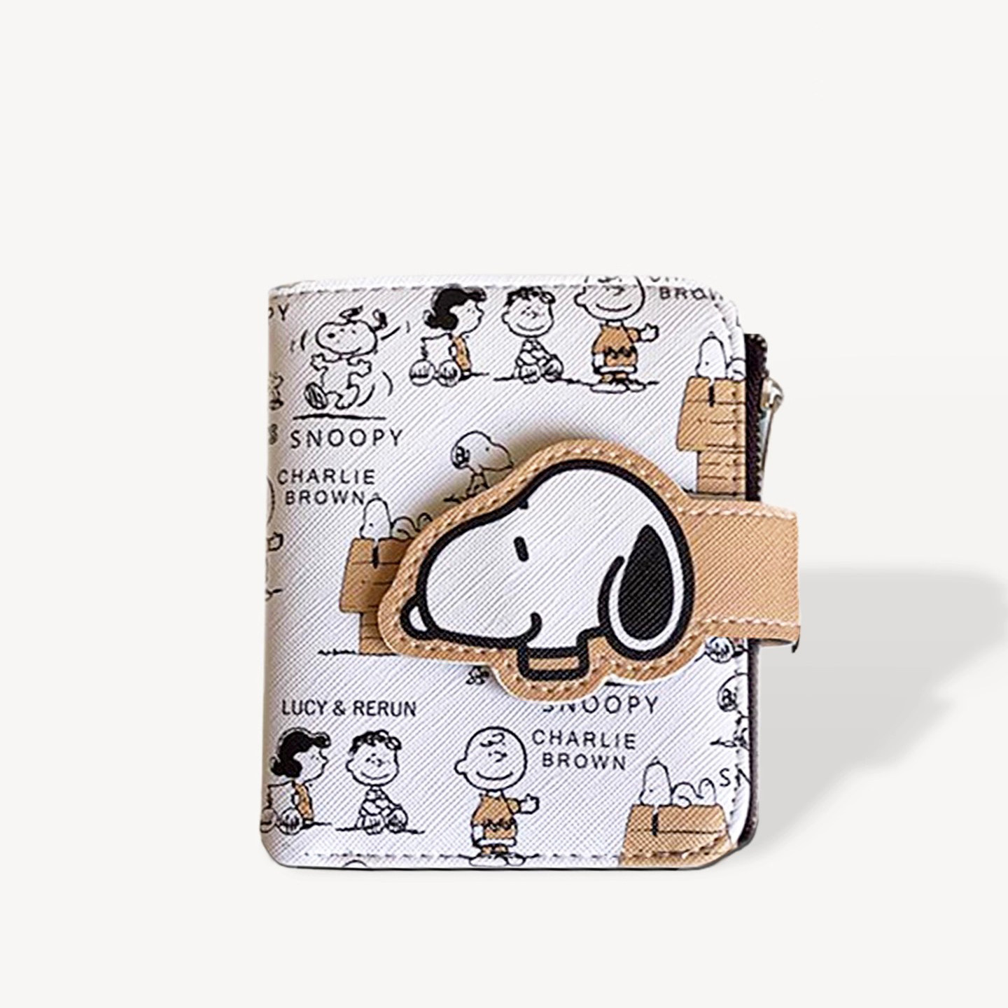 橘子酱x 韩国ins可爱卡通史努比短款钱包零钱包两折pu拉链硬币包