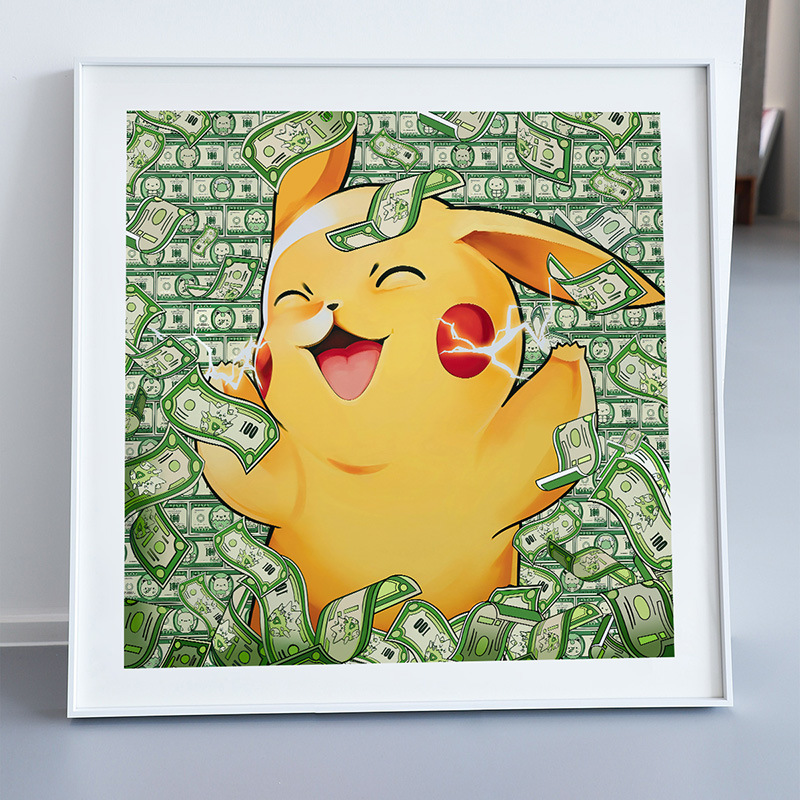 kenny z潮牌版画大富豪钞票皮卡丘卡通潮流客厅动漫装饰卧室挂画