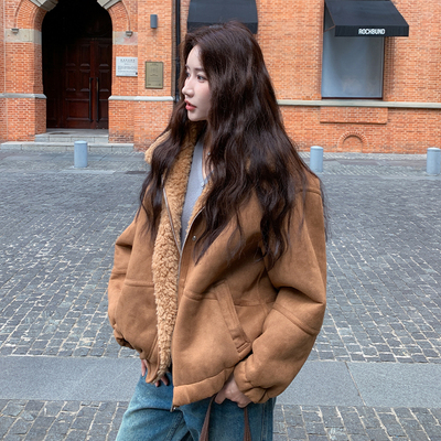 现货主推2025冬季新款宽松显瘦皮毛一体毛毛外套女-P210K298